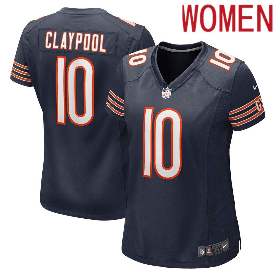Women Chicago Bears #10 Chase Claypool Nike Navy Game Player NFL Jersey->women nfl jersey->Women Jersey